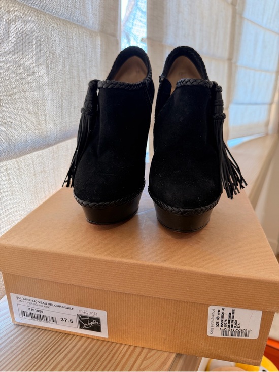 Christian Louboutin Shoes - Christian Louboutin Black Suede Tassel Platform Booties